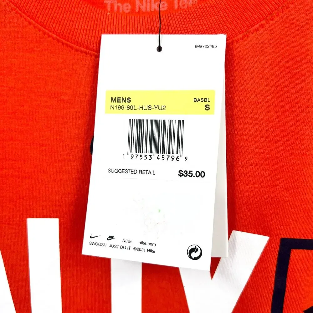 NIKE Mens Houston Astros Rally Home Graphic T-shirt Small Orange NWT